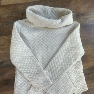 Orvis Cream Quilted Cowl Neck Sweater
